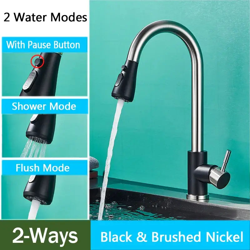 Nickel Arched Kitchen Faucet