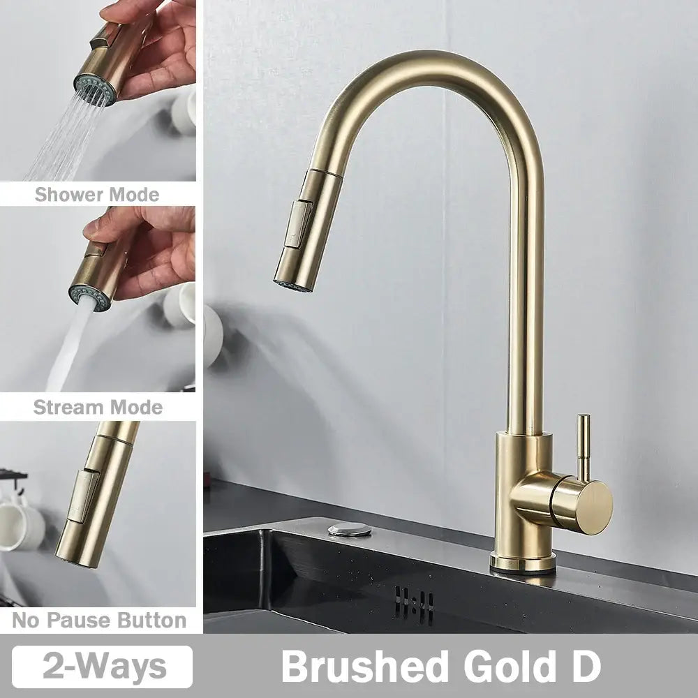 Nickel Arched Kitchen Faucet