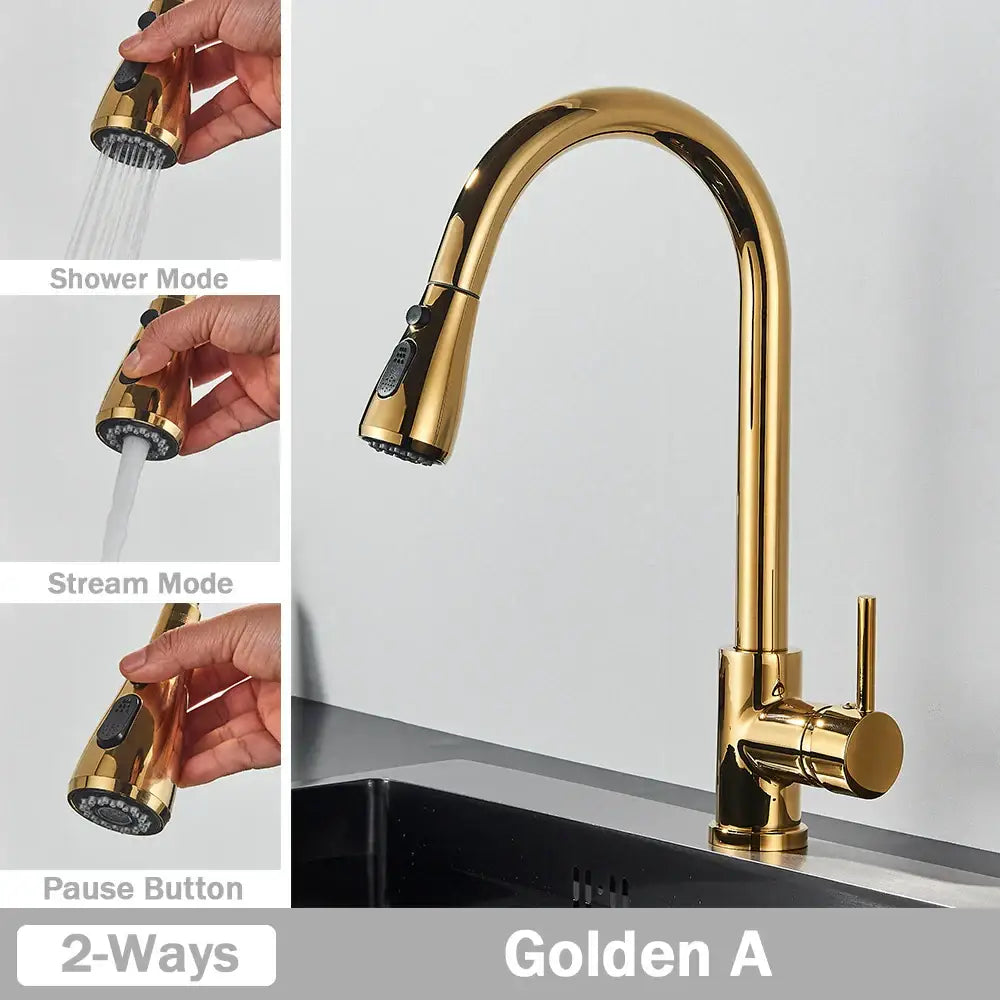 Nickel Arched Kitchen Faucet