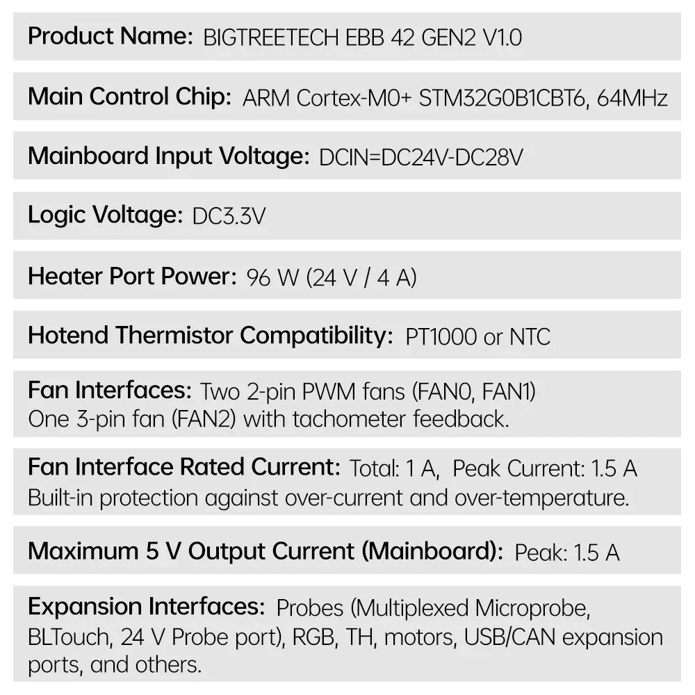 BTT EBB36 / EBB42 GEN 2 USB and CAN bus Klipper Expansion PCB High Temp