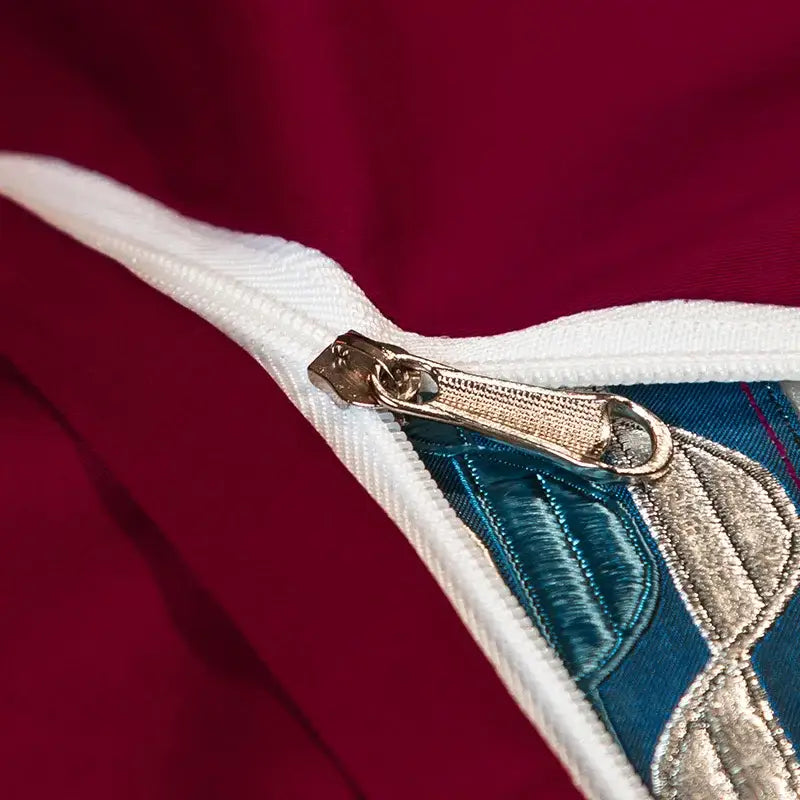 Burgundy Silver Bedding Set