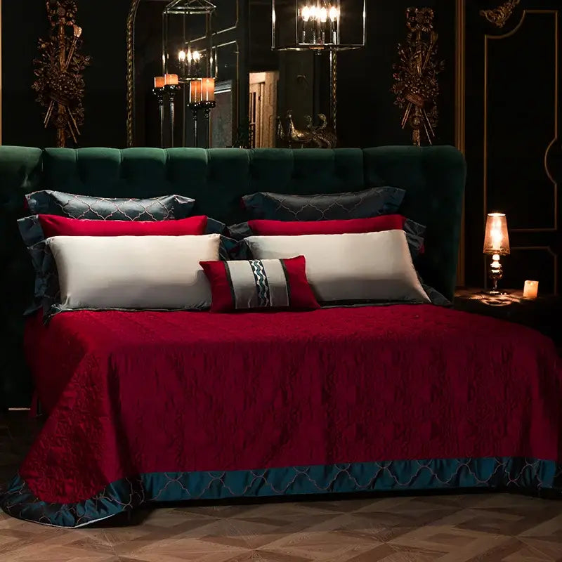 Burgundy Silver Bedding Set