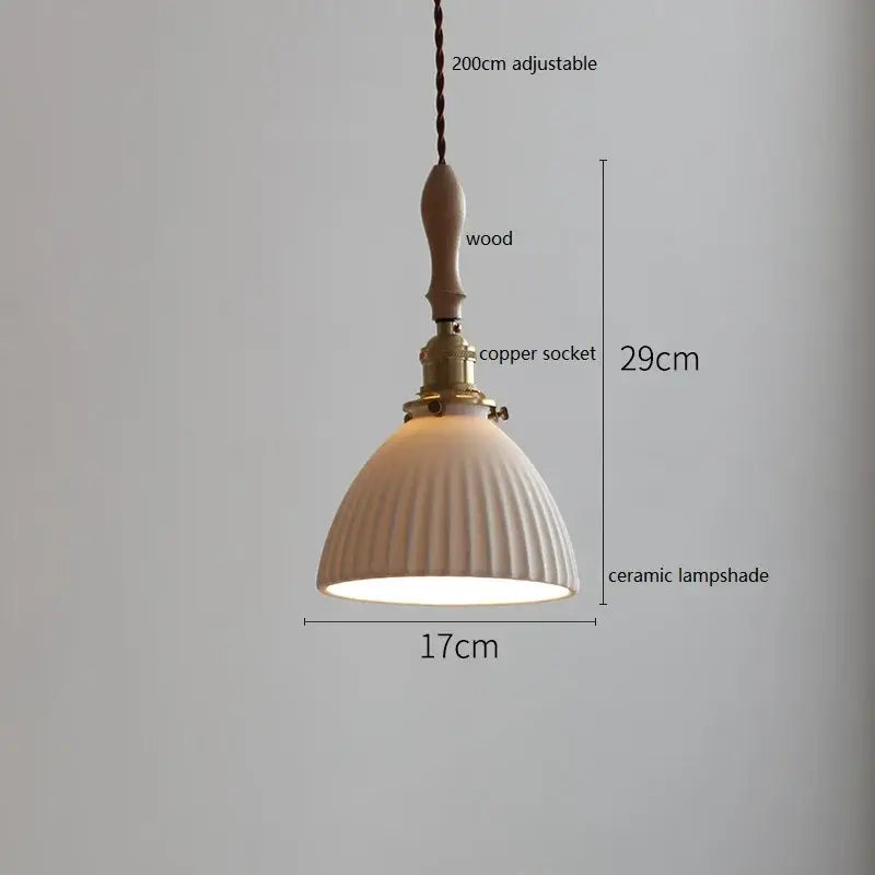 White Fluted Ceramic Pendant