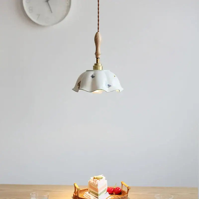 White Fluted Ceramic Pendant