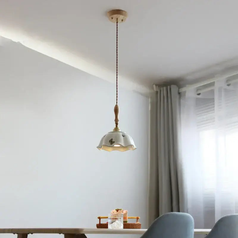 White Fluted Ceramic Pendant