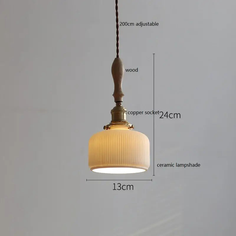 White Fluted Ceramic Pendant