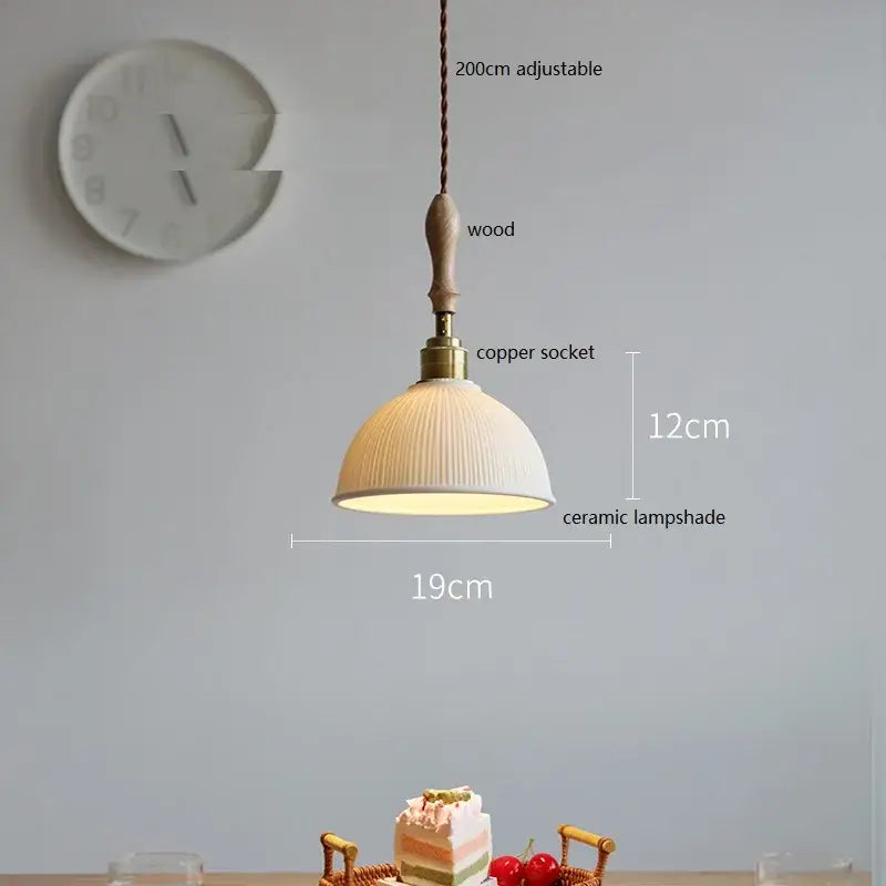 White Fluted Ceramic Pendant