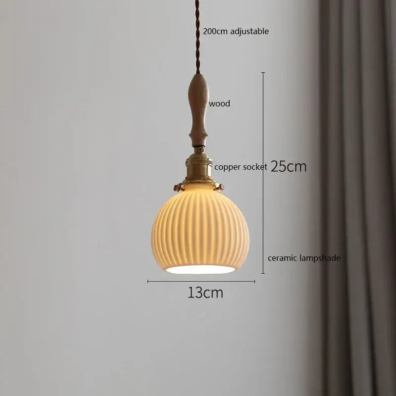 White Fluted Ceramic Pendant