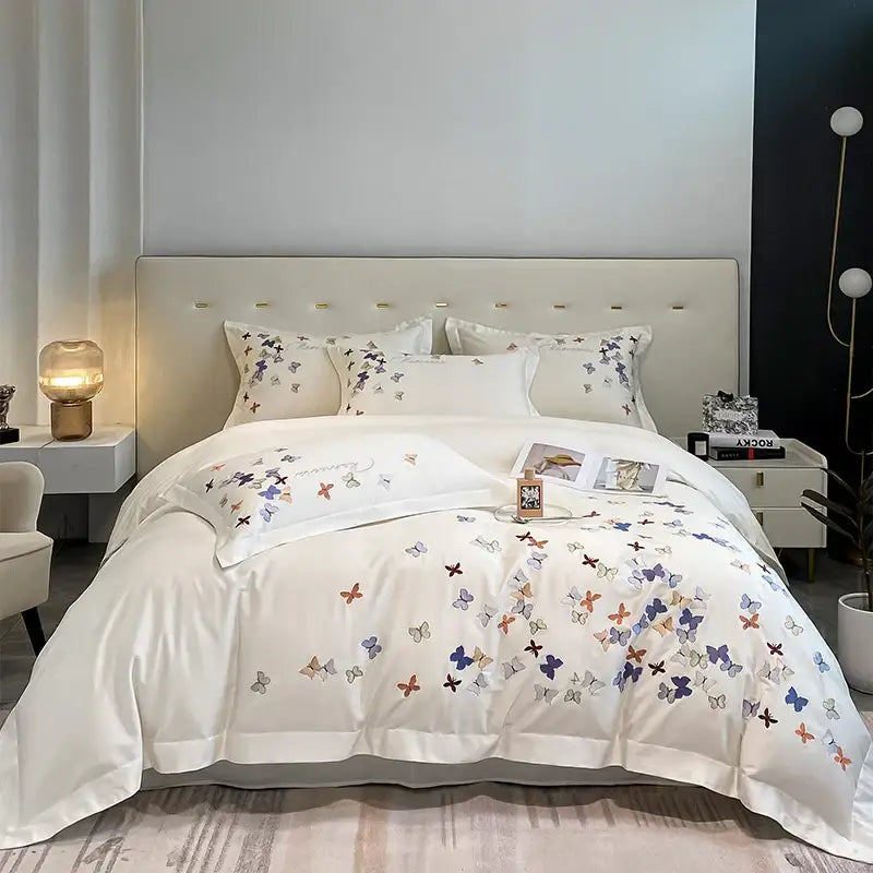 Butterfly Embroidery Cotton Bedding