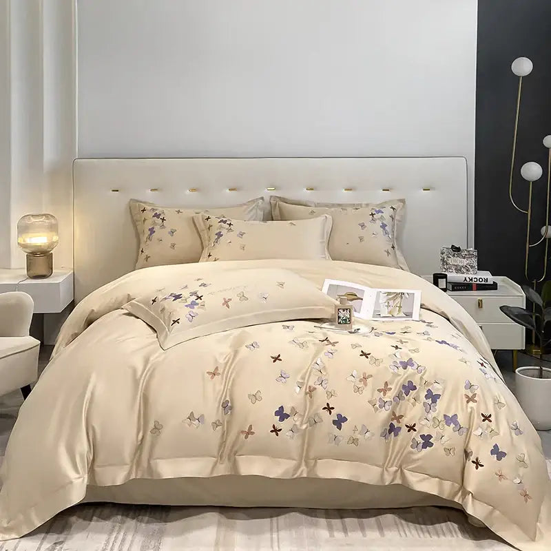 Butterfly Embroidery Cotton Bedding