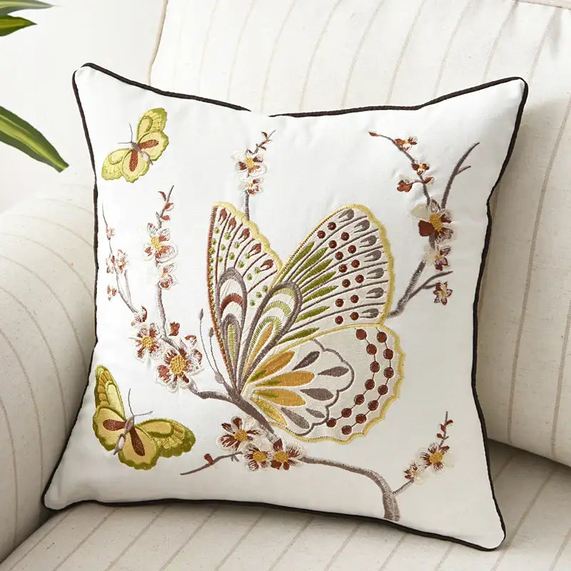 Cotton Butterfly Pillow Cover