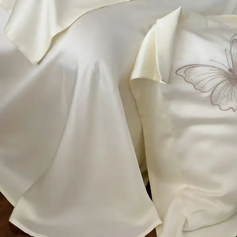 Cream Satin Floral Bedding