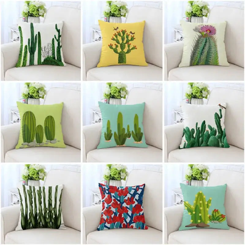 Cactus Hand-Painted Pillowcase