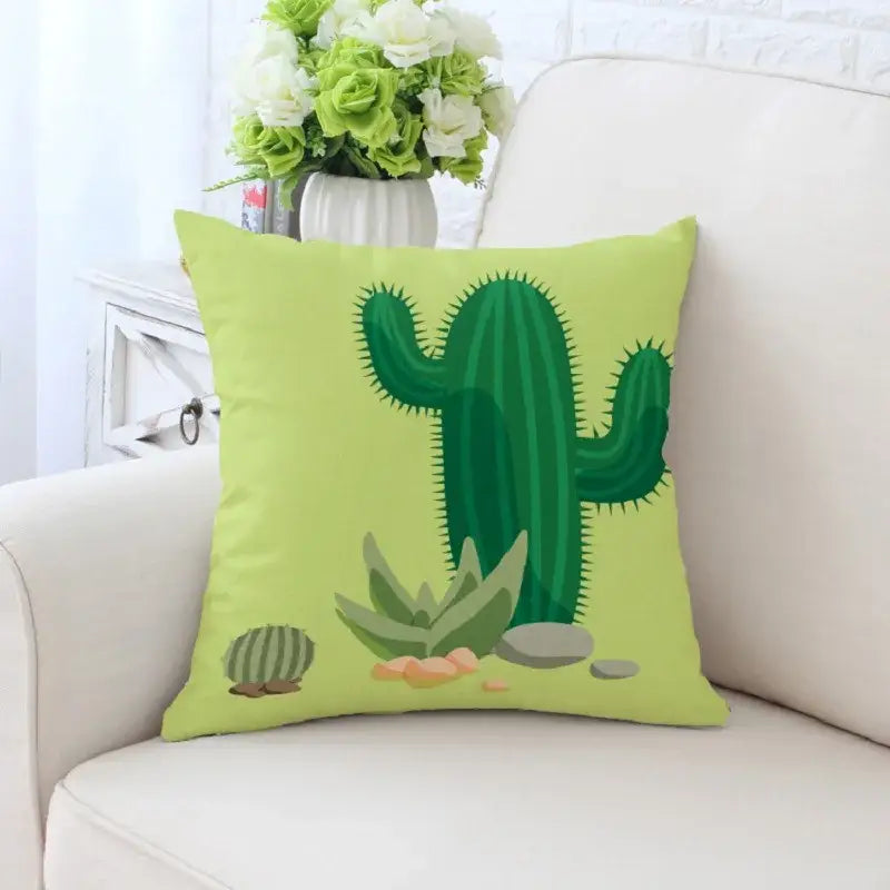 Cactus Hand-Painted Pillowcase