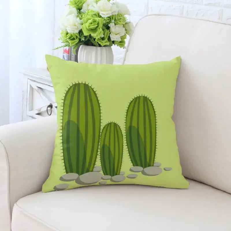 Cactus Hand-Painted Pillowcase