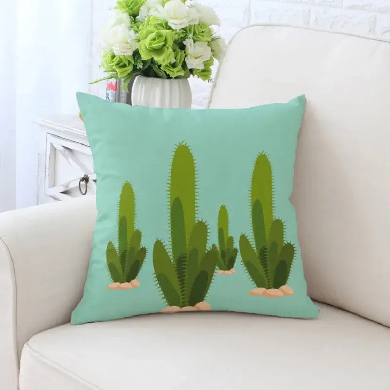 Cactus Hand-Painted Pillowcase