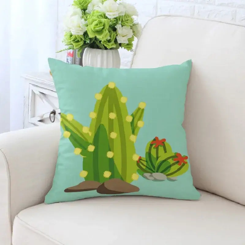 Cactus Hand-Painted Pillowcase