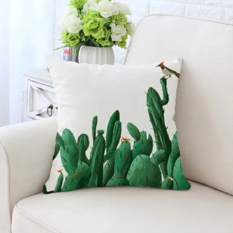 Cactus Hand-Painted Pillowcase