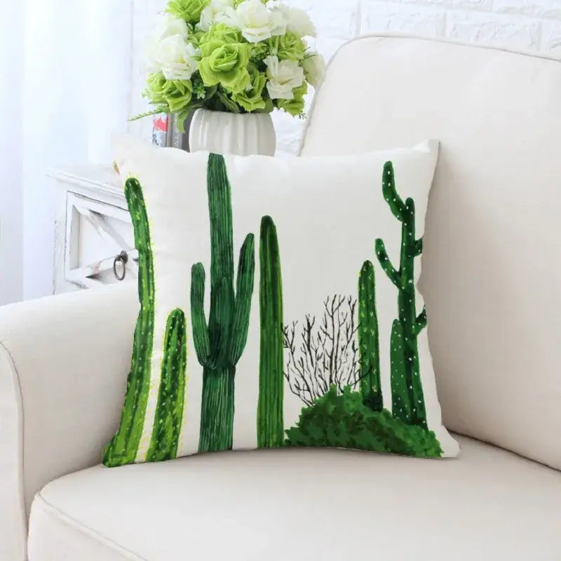 Cactus Hand-Painted Pillowcase