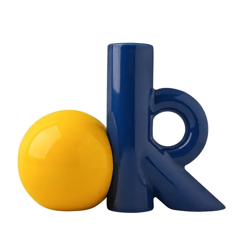 Blue Ceramic Letter Vase