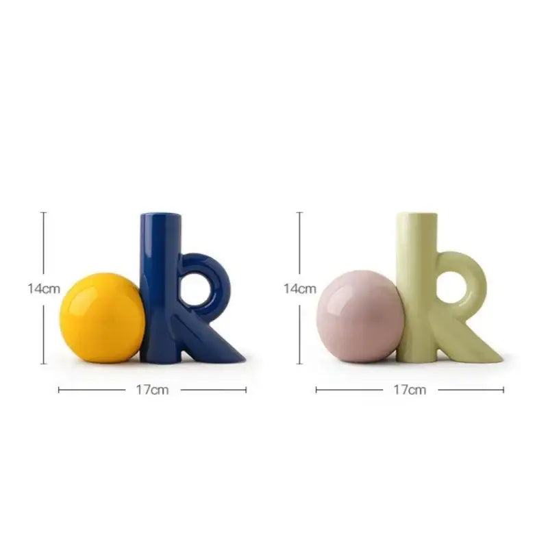 Blue Ceramic Letter Vase