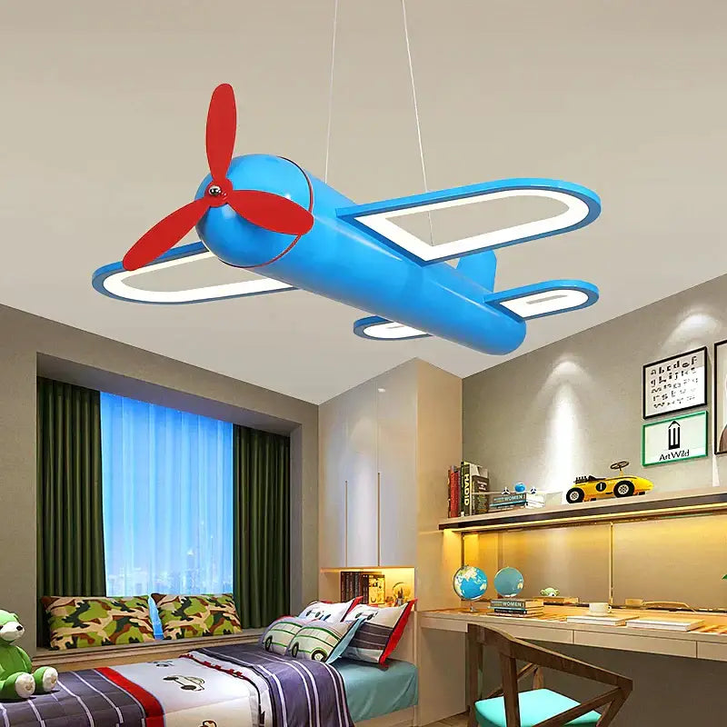 Blue Airplane Pendant Light