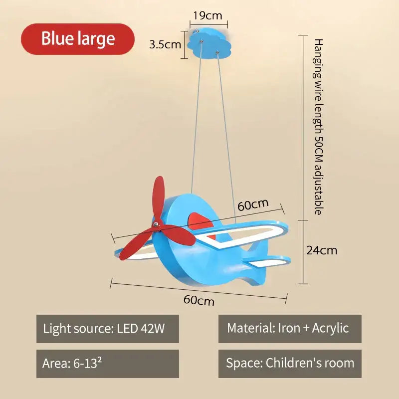Blue Airplane Pendant Light