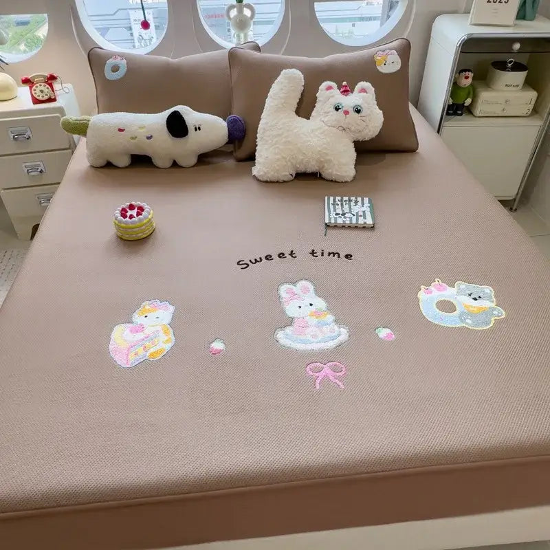 Gray Cartoon Fitted Sheet