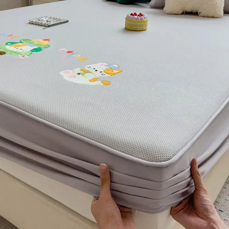Gray Cartoon Fitted Sheet