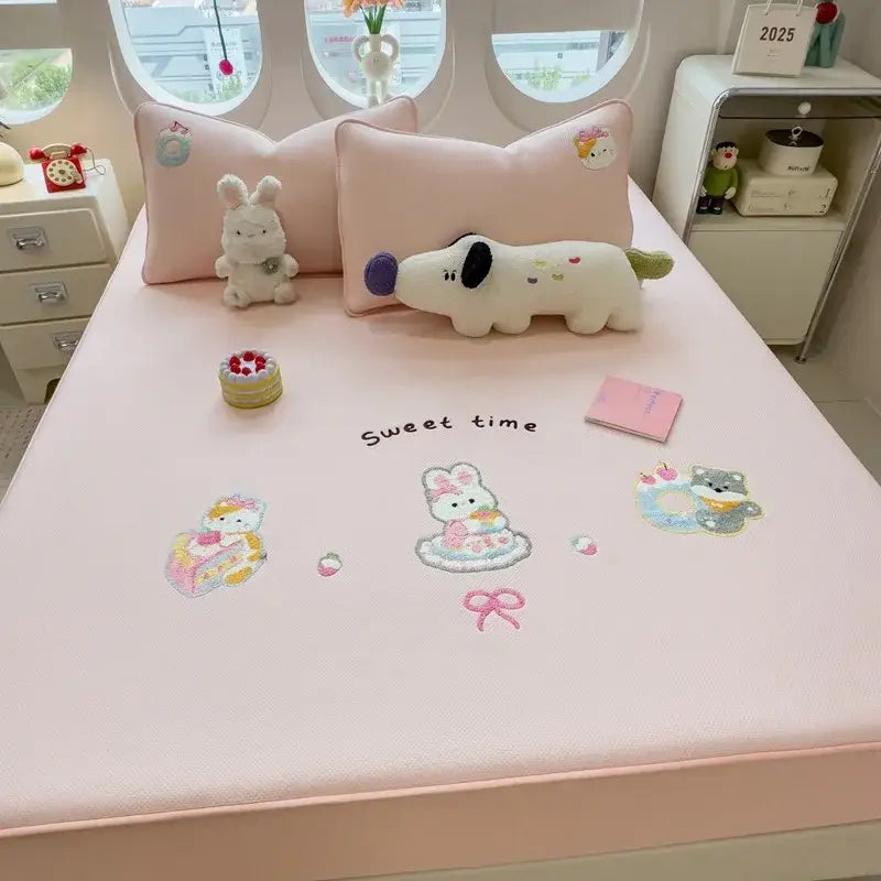 Gray Cartoon Fitted Sheet