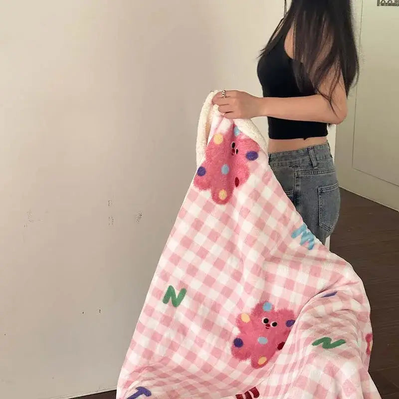 Wool Blanket Cartoon Lamb Floral Bedroom