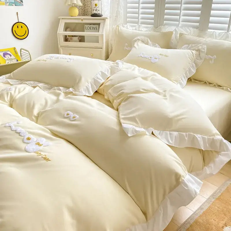 Blue Embroidered Bedding Set