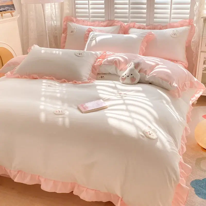 Blue Embroidered Bedding Set