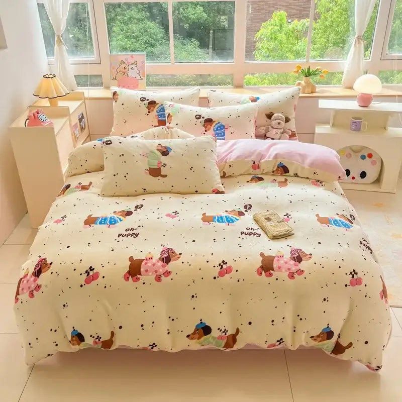 Pink Teddy Bear Bedding Set