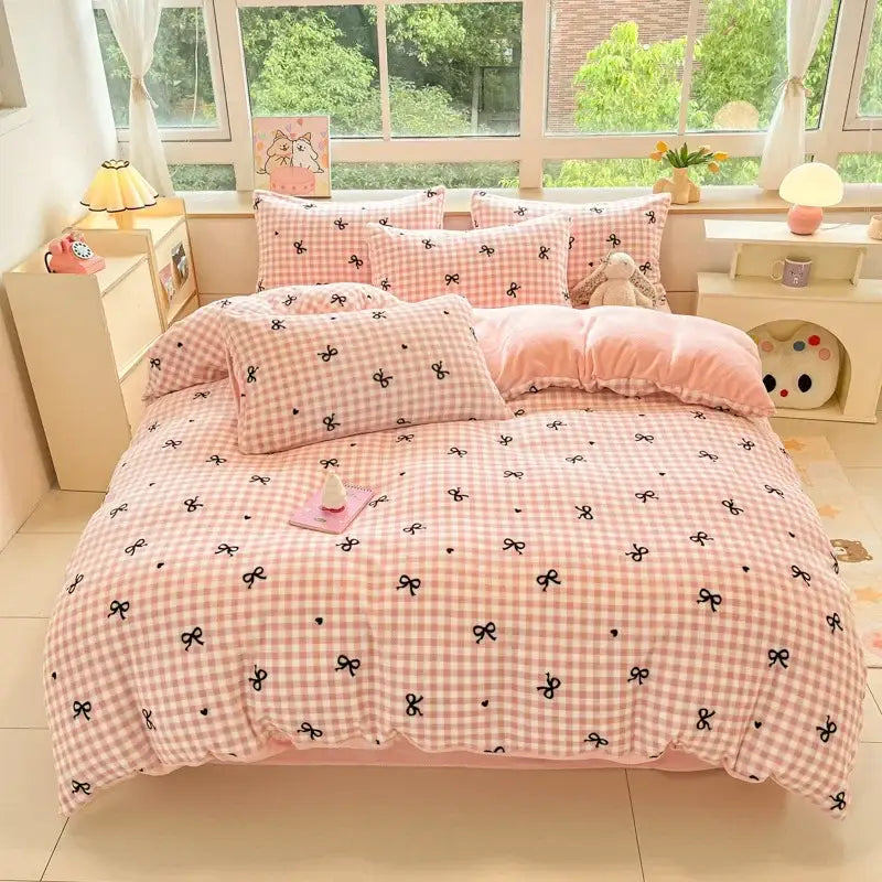 Pink Teddy Bear Bedding Set