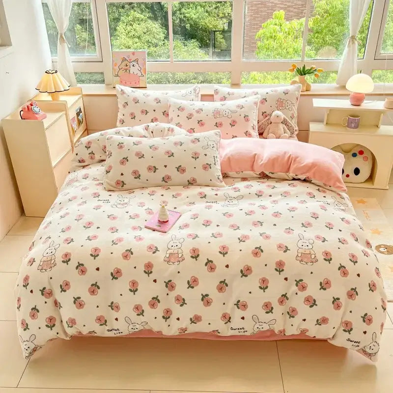 Pink Teddy Bear Bedding Set