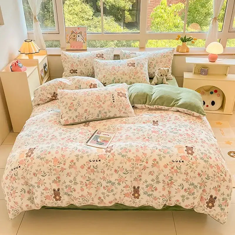 Pink Teddy Bear Bedding Set