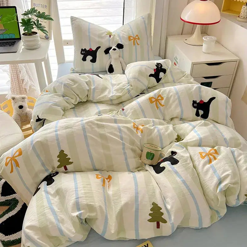 Cream Cat Duvet Set