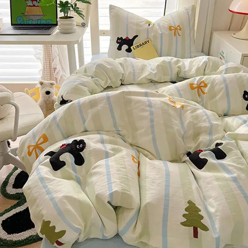 Cream Cat Duvet Set