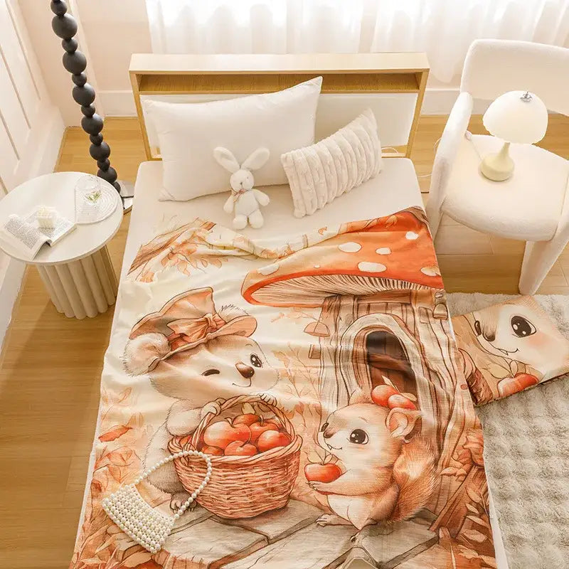 Cream Teddy Bear Cotton Blanket