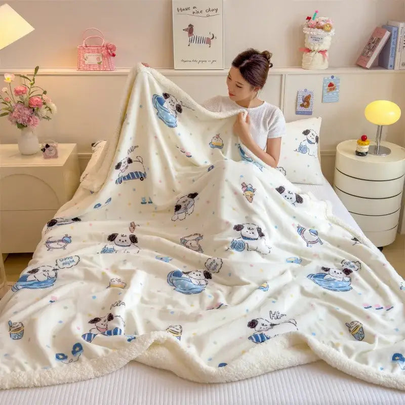 Cream Dog Wool Blanket