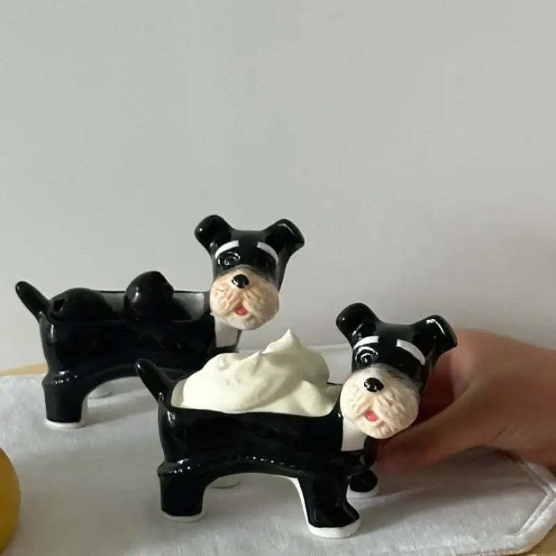 Black Ceramic Puppy Shakers