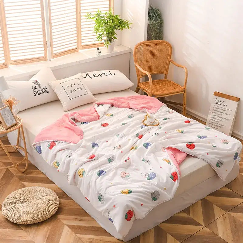 Pink Quilted Double Blanket