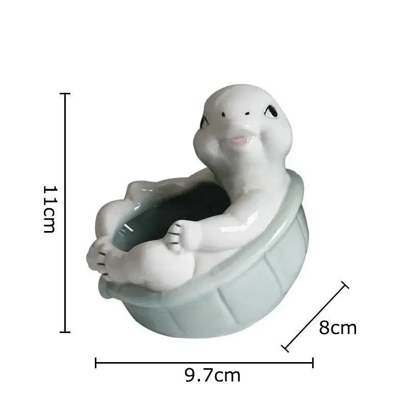 Green Turtle Ceramic Vase