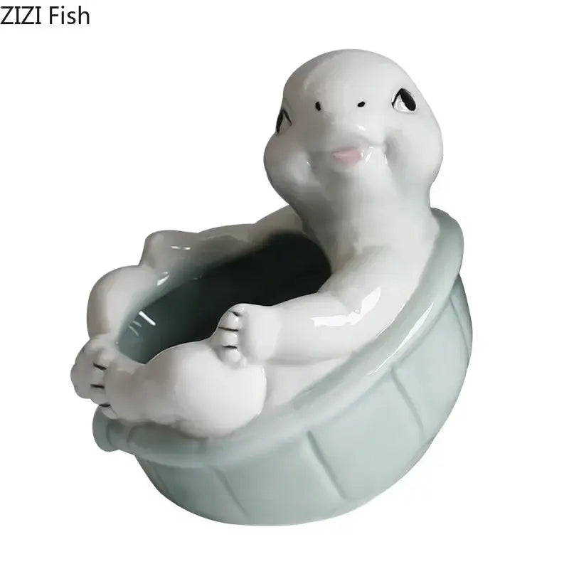 Green Turtle Ceramic Vase