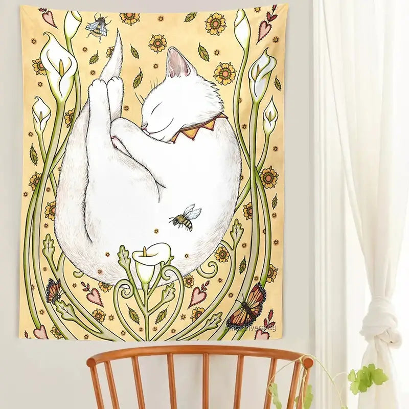 Cream Botanical Tapestry