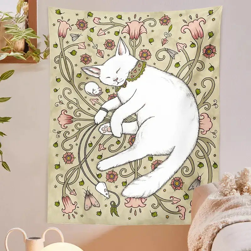 Cream Botanical Tapestry