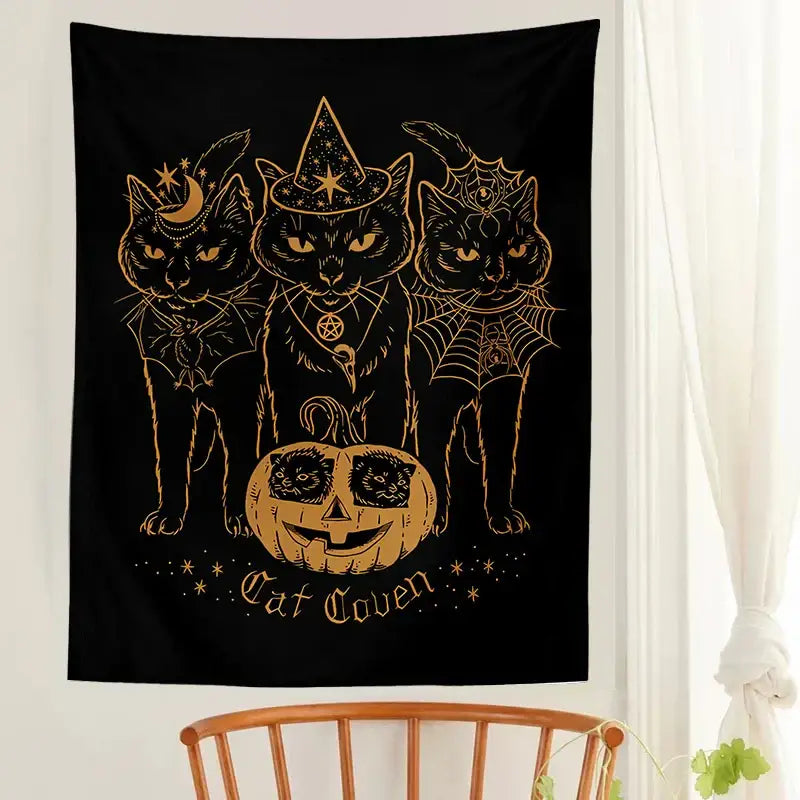 Gold Foil Cat Tapestry