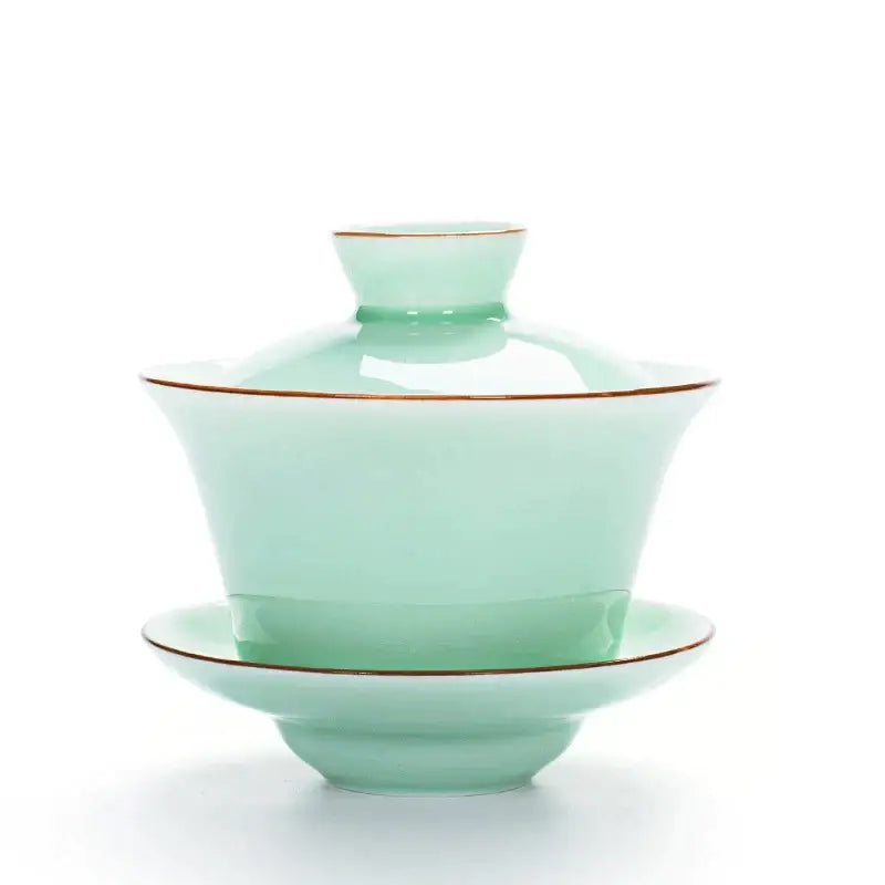 Celadon Gold Rim Tea Set