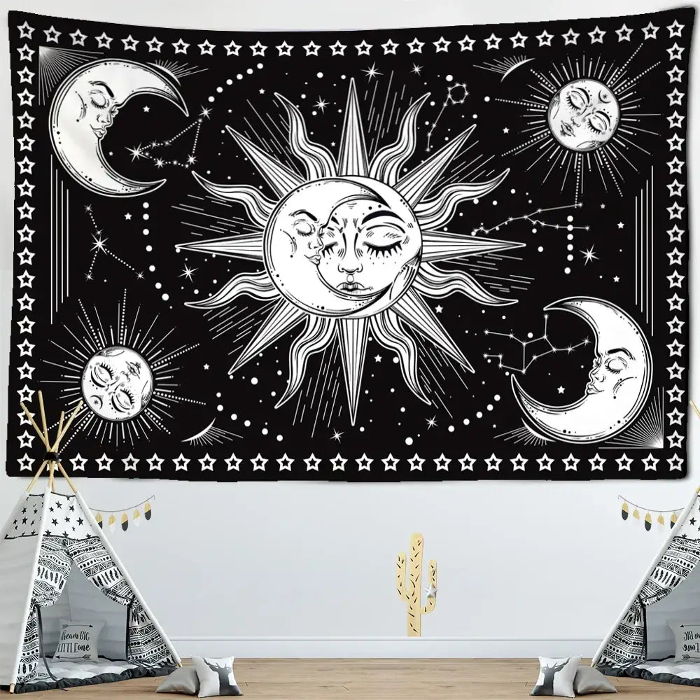 Mandala Black White Tapestry